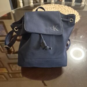 Calvin Klein Navy Blue Canvas Drawstring Backpack